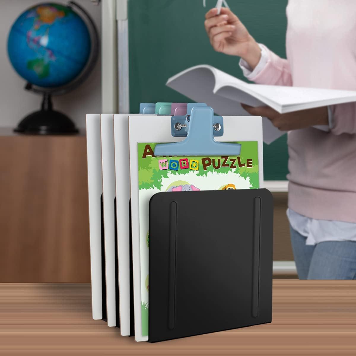 imageAcrimet 4 Section Vertical Metal File Sorter Desktop File Organizer Compact and Efficient Solution for Papers ampamp Folders  Black Color