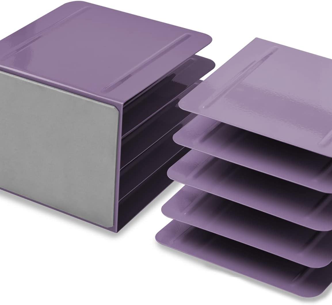 imageAcrimet 4 Section Vertical Metal File Sorter Desktop File Organizer Compact and Efficient Solution for Papers ampamp Folders  Purple Color