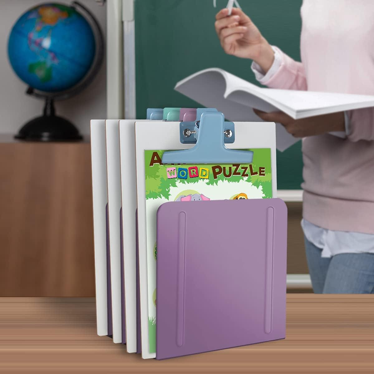 imageAcrimet 4 Section Vertical Metal File Sorter Desktop File Organizer Compact and Efficient Solution for Papers ampamp Folders  Purple Color