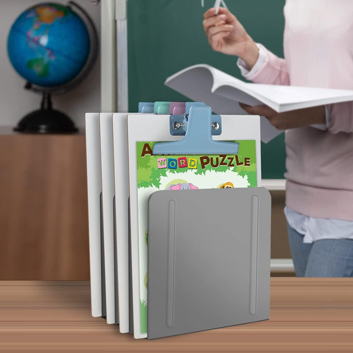 imageAcrimet 4 Section Vertical Metal File Sorter Desktop File Organizer Compact and Efficient Solution for Papers ampamp Folders  Silver Color