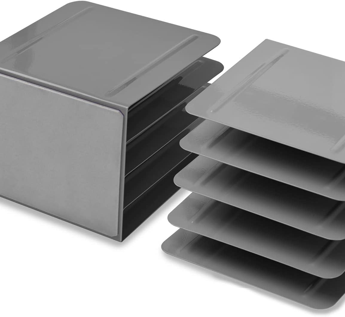 imageAcrimet 4 Section Vertical Metal File Sorter Desktop File Organizer Compact and Efficient Solution for Papers ampamp Folders  Silver Color