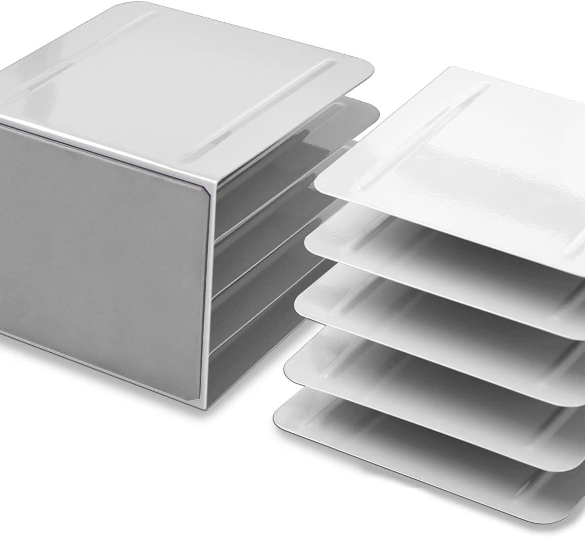 imageAcrimet 4 Section Vertical Metal File Sorter Desktop File Organizer Compact and Efficient Solution for Papers ampamp Folders  White Color