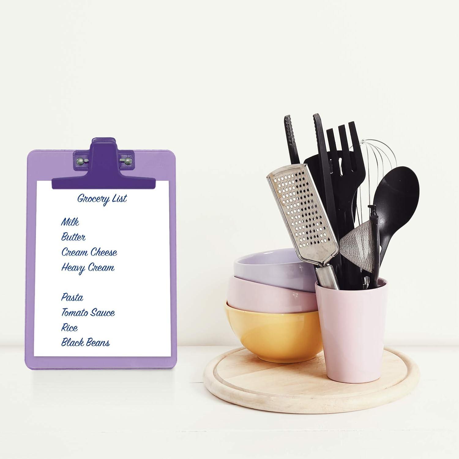 imageAcrimet Clipboard Memo Size A5 9 14quot x 6 13quot Premium Metal Clip Plastic Purple Color 6 Pack