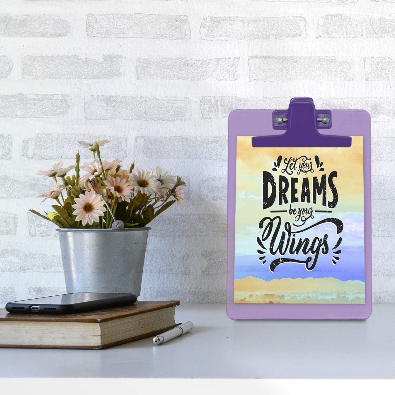 imageAcrimet Clipboard Memo Size A5 9 14quot x 6 13quot Premium Metal Clip Plastic Purple Color 6 Pack