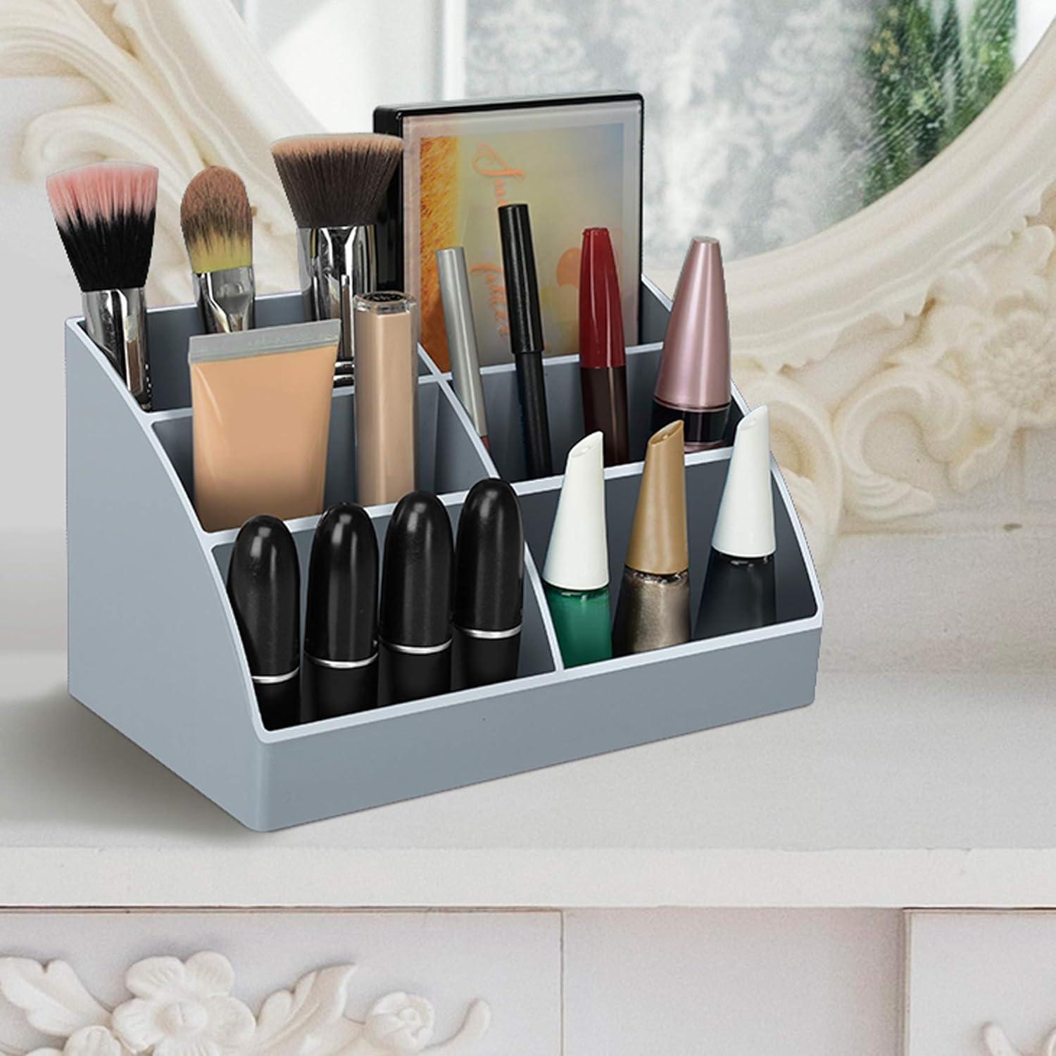 imageAcrimet Desktop Organizer Easy Organizer Caddy Holder for Office Home and School use Plastic Silver Color