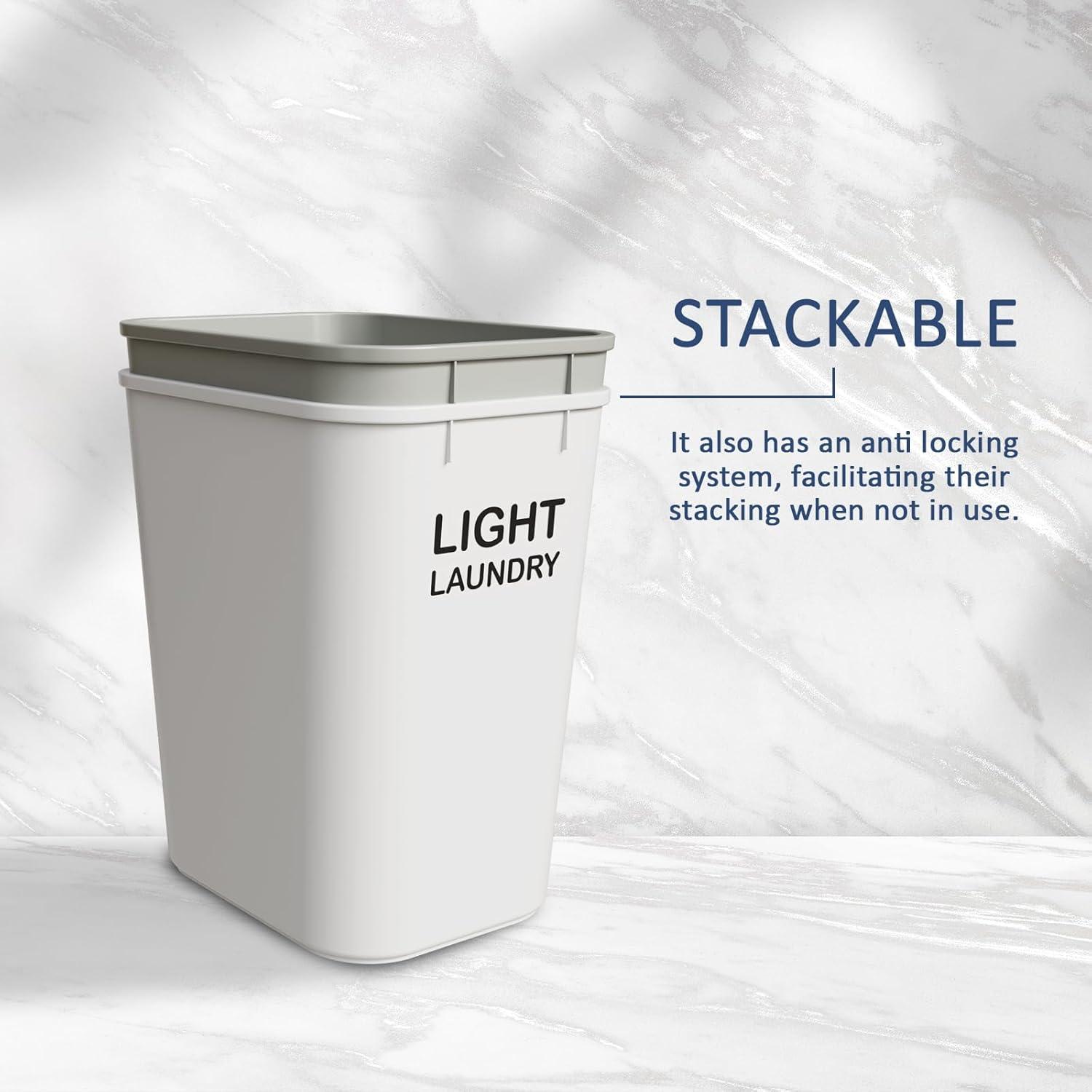 imageAcrimet Laundry Hamper Set of 2 Sorter Baskets 27 QT White for Light Clothes and Gray for Colored Clothes Plastic