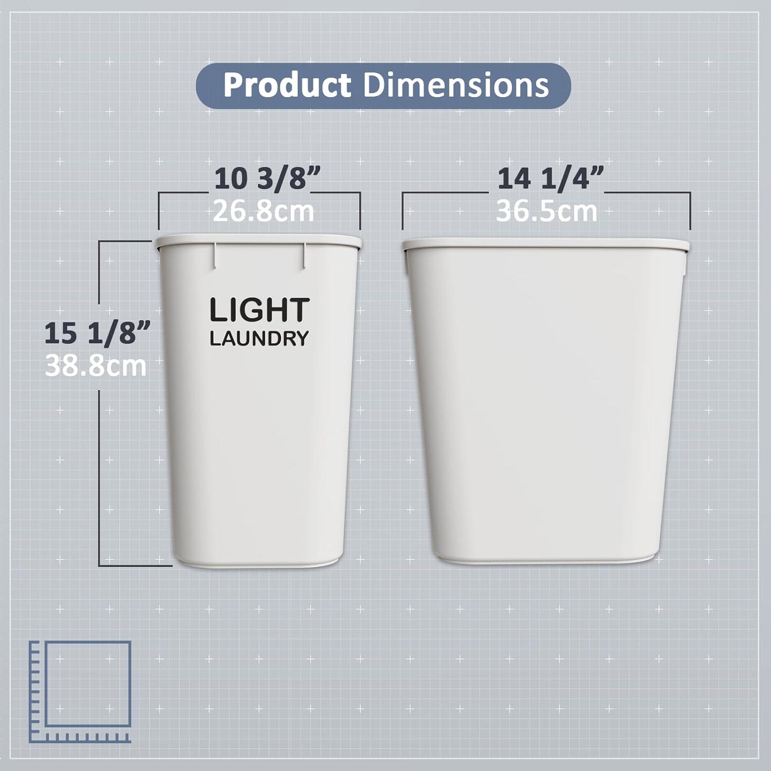 imageAcrimet Laundry Hamper Set of 2 Sorter Baskets 27 QT White for Light Clothes and Gray for Colored Clothes Plastic