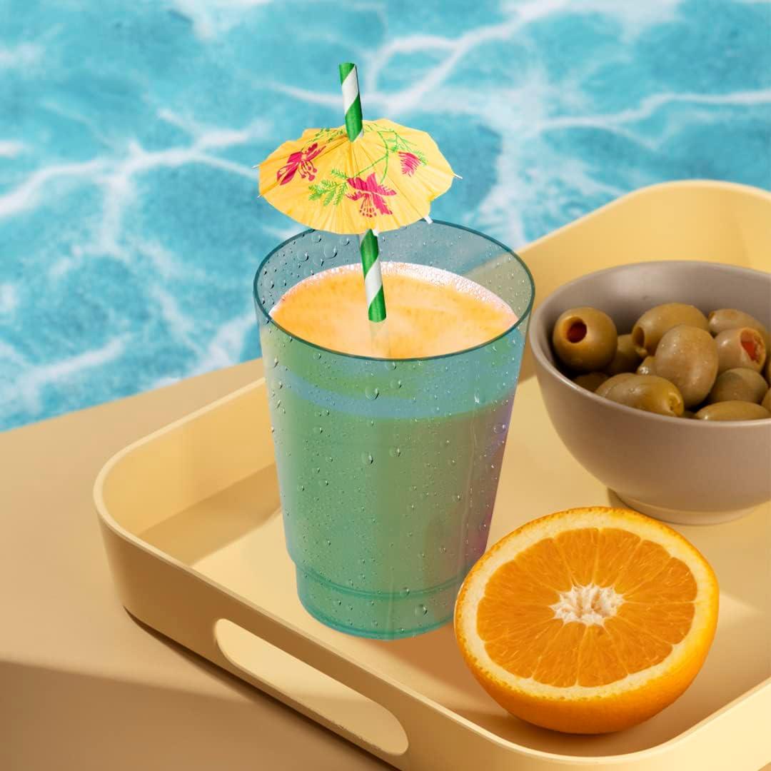 imageAcrimet Plastic Cup Reusable 10oz 300ml Tumbler Water Machine Washable Stackable Beverage Tumblers Drinking Cup Shatterproof Durable Green Color Set of 10