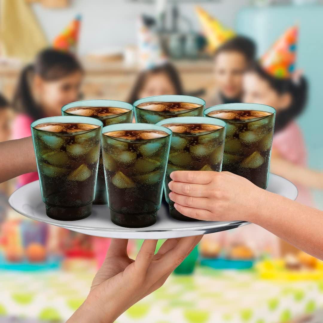 imageAcrimet Plastic Cup Reusable 10oz 300ml Tumbler Water Machine Washable Stackable Beverage Tumblers Drinking Cup Shatterproof Durable Green Color Set of 10