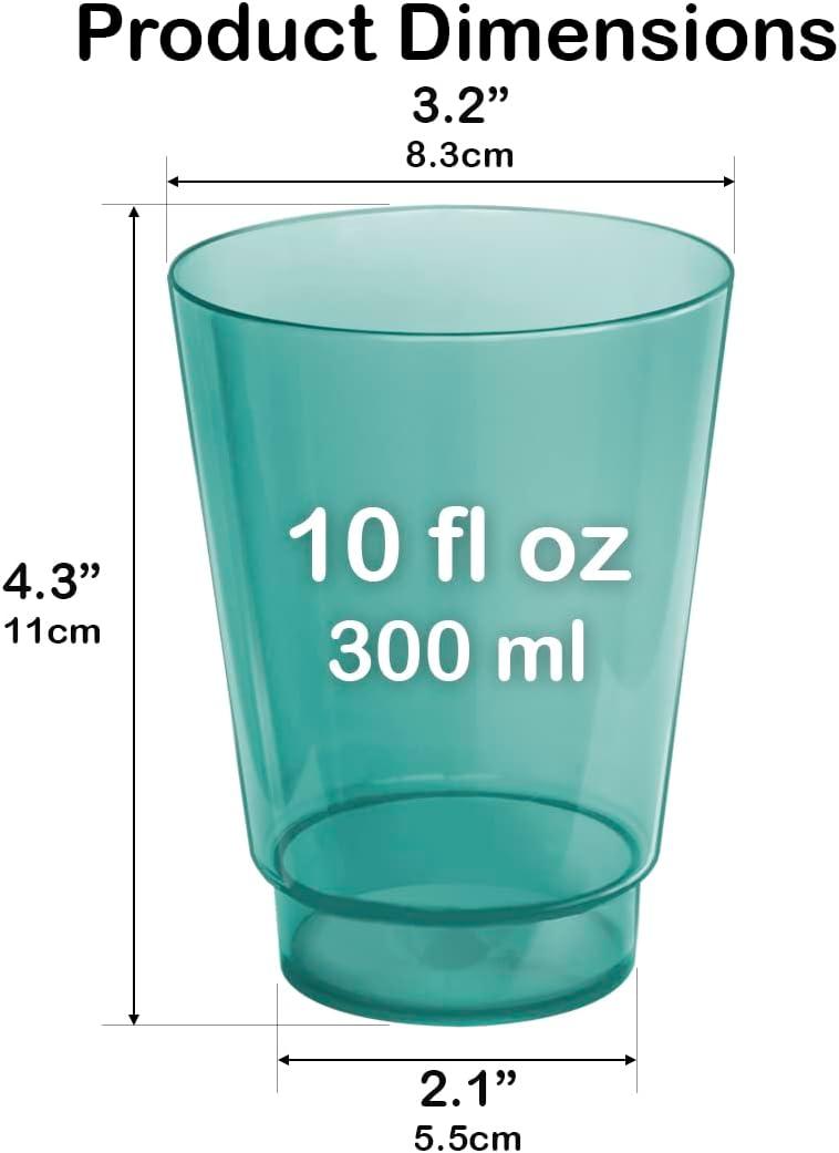 imageAcrimet Plastic Cup Reusable 10oz 300ml Tumbler Water Machine Washable Stackable Beverage Tumblers Drinking Cup Shatterproof Durable Green Color Set of 10
