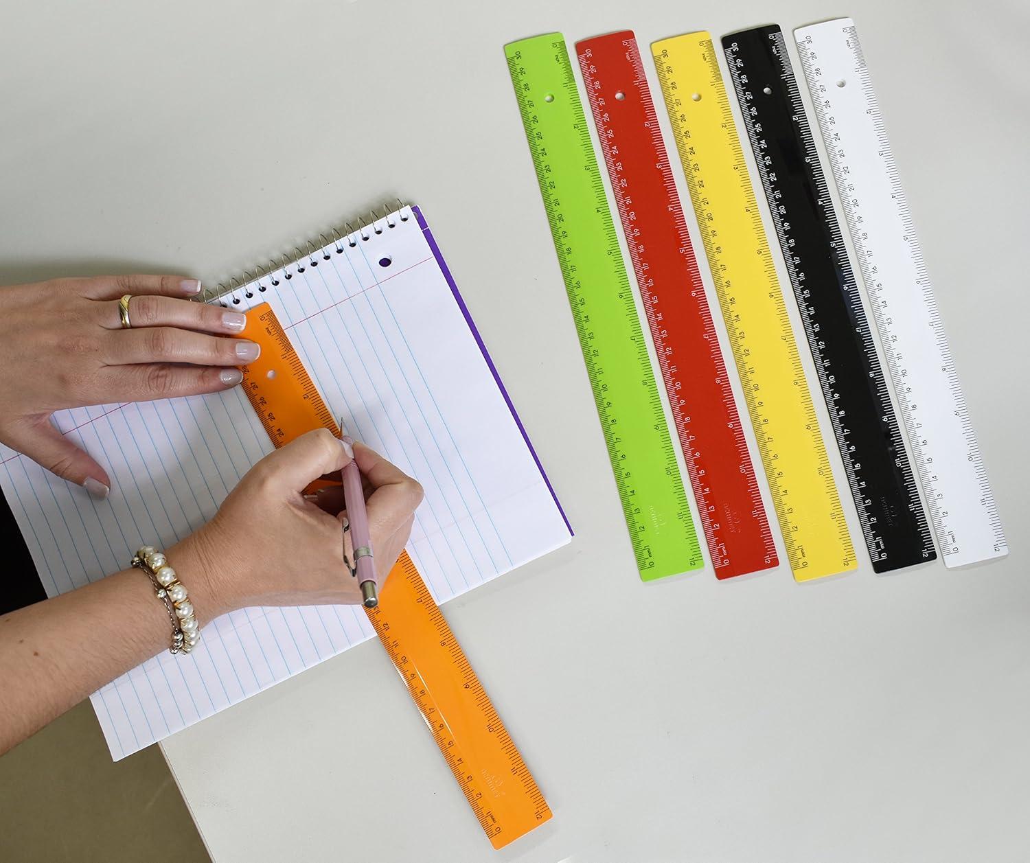 imageAcrimet Plastic Ruler 12 Inches 30 Centimeters Measuring Device Tool for Student School Office Heavy Duty Citric Assorted Color 6 Pack