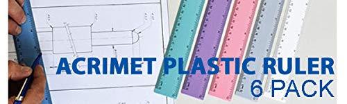 imageAcrimet Plastic Ruler 12 Inches 30 Centimeters Measuring Device Tool for Student School Office Heavy Duty Pastel Assorted Color 6 Pack