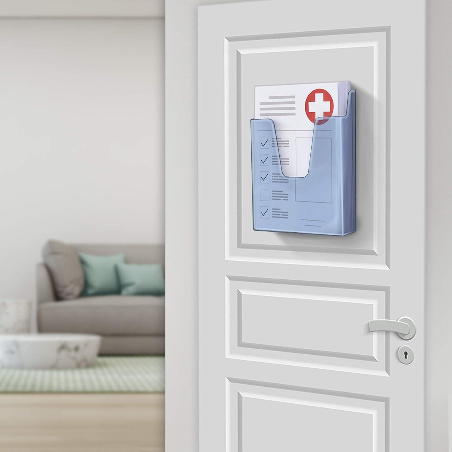 imageAcrimet Pocket File Holder Vertical Design Brochure Display for Wall Mount or Countertop Use Removable Supports Included Letter Size Clear Blue Color