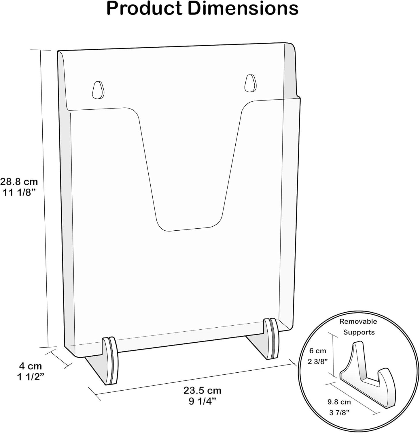 imageAcrimet Pocket File Holder Vertical Design Brochure Display for Wall Mount or Countertop Use Removable Supports Included Letter Size Clear Blue Color
