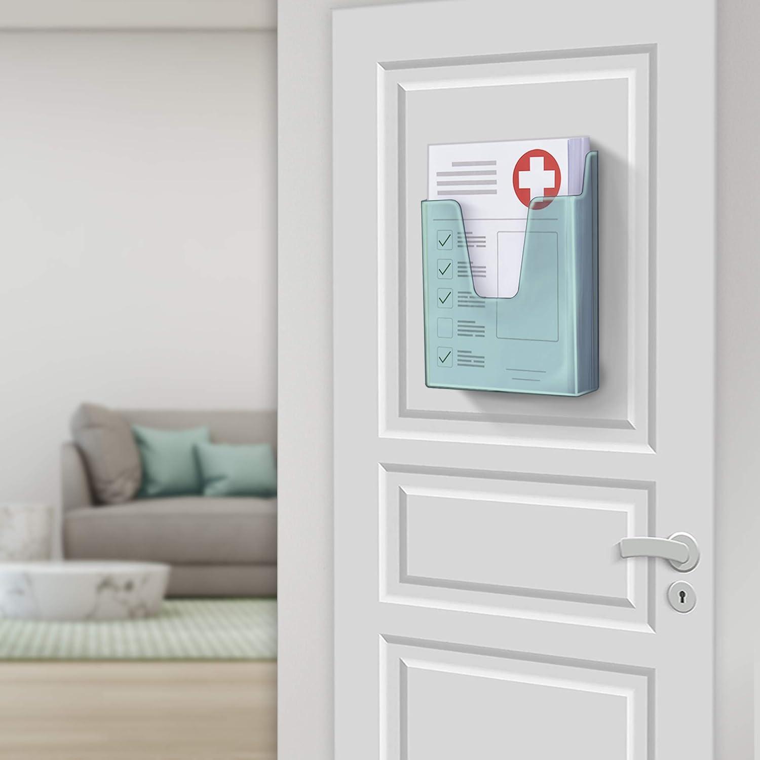imageAcrimet Pocket File Holder Vertical Design Brochure Display for Wall Mount or Countertop Use Removable Supports Included Letter Size Clear Green Color