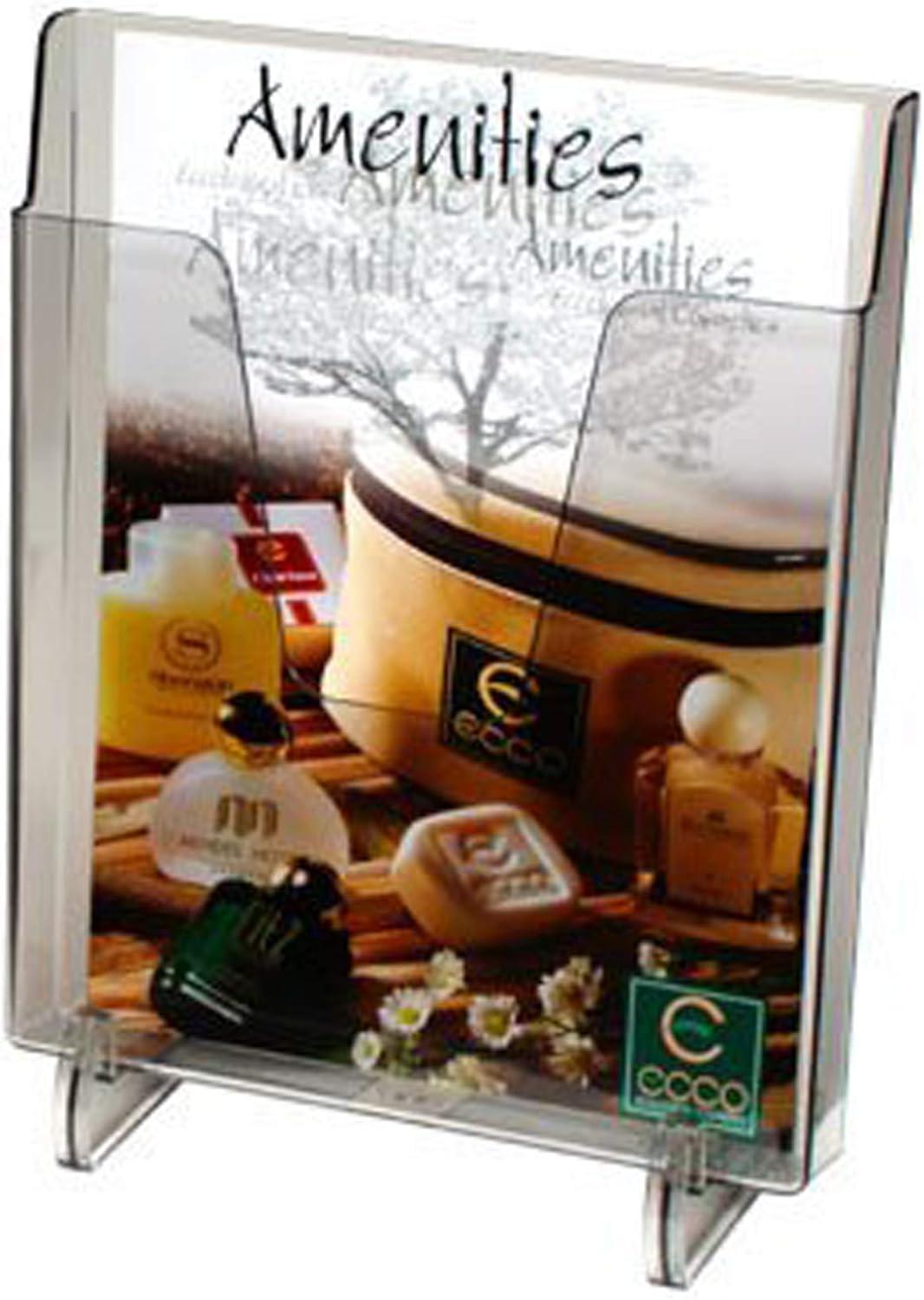 imageAcrimet Pocket File Holder Vertical Design Brochure Display for Wall Mount or Countertop Use Removable Supports Included Letter Size Smoke Color