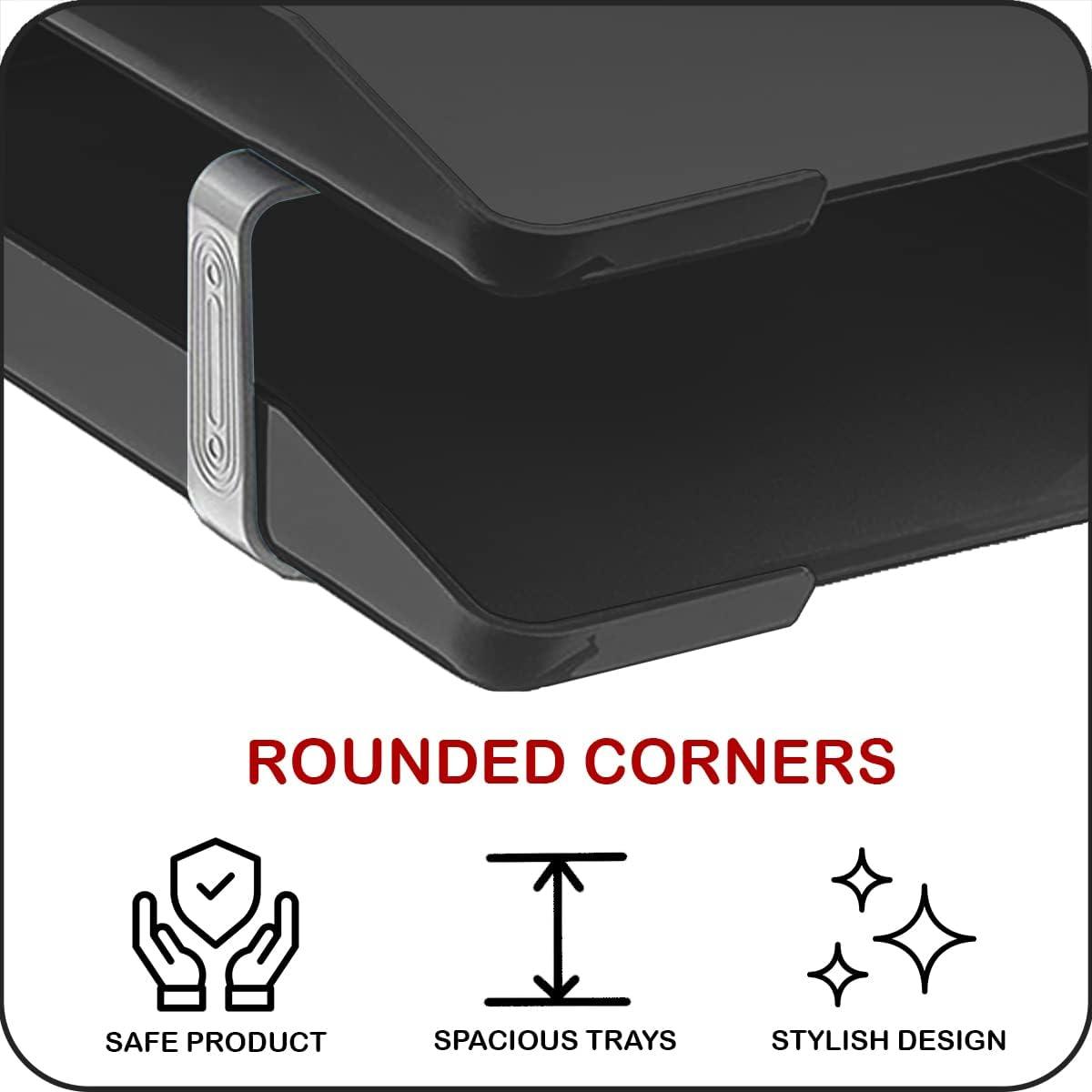 imageAcrimet Traditional 2 Tier Letter Tray Front Load Design A4 Letter Size Desktop Organizer Plastic Black Color