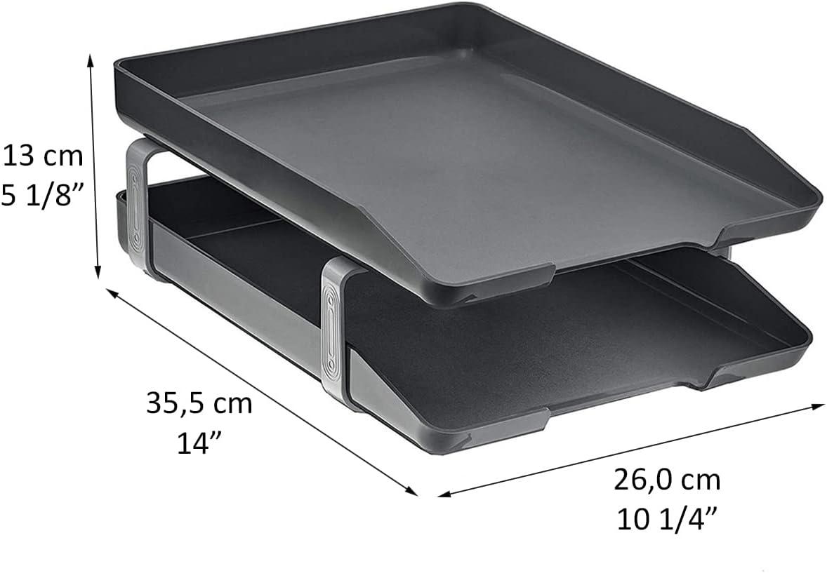 imageAcrimet Traditional 2 Tier Letter Tray Front Load Design A4 Letter Size Desktop Organizer Plastic Black Color