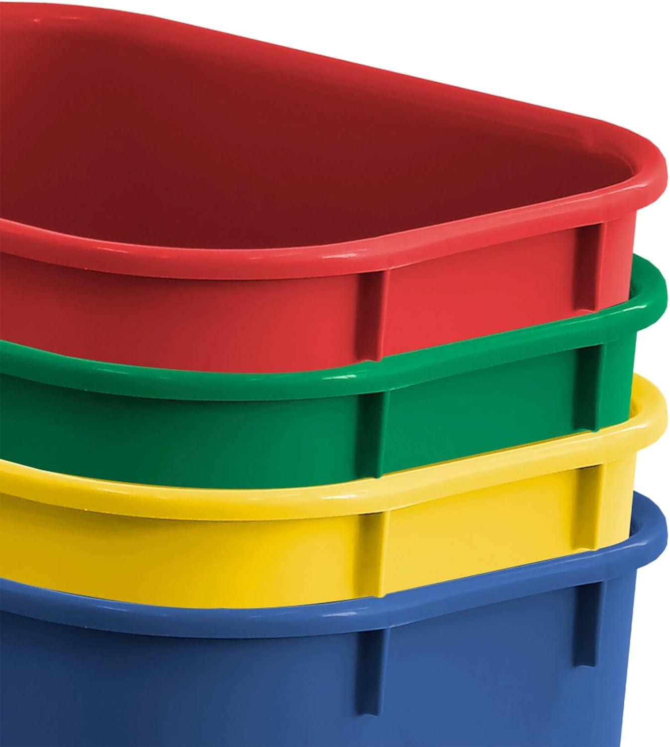 imageAcrimet Wastebasket Bin for Recycling 675 Gallon 27 Quart 25552 Liter Made of Plastic MetalYellow PaperBlue GlassGreen PlasticRed Set of 4