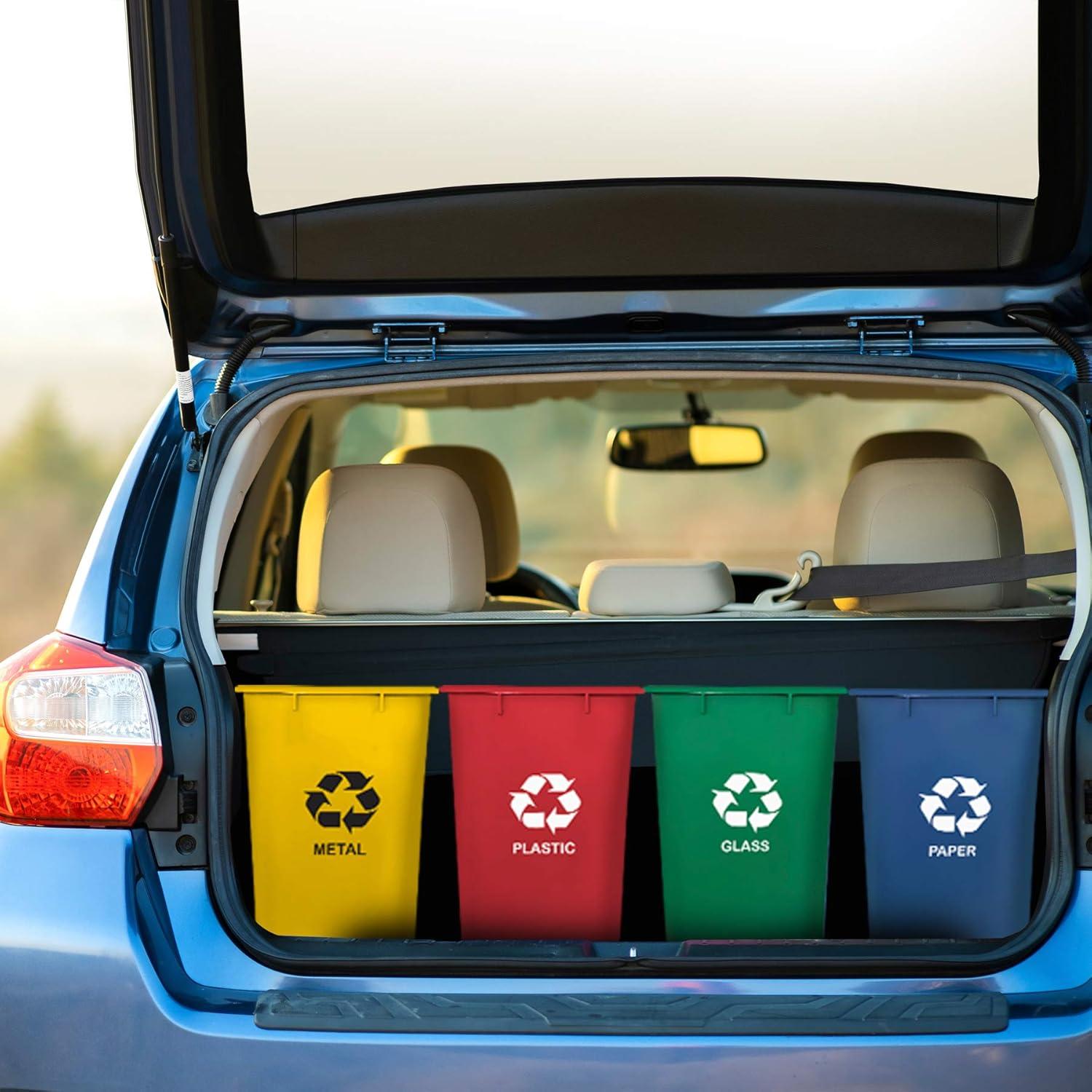 imageAcrimet Wastebasket Bin for Recycling 675 Gallon 27 Quart 25552 Liter Made of Plastic MetalYellow PaperBlue GlassGreen PlasticRed Set of 4