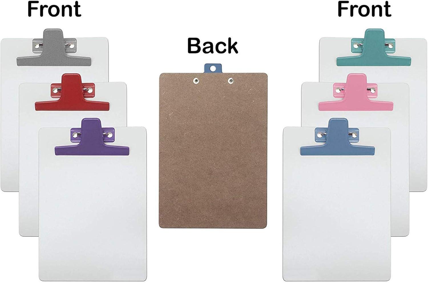 imageAcrimet White Clipboard Letter Size A4 13 x 9 116 Premium Metal Clip Hardboard Assorted Color Clip 6 Pack