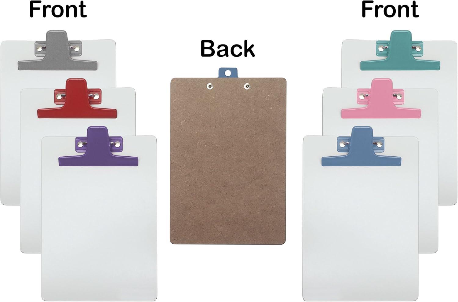 imageAcrimet White Clipboard Memo Size A5 9 116 x 6 516 Premium Metal Clip Hardboard Assorted Color Clip 6 Pack