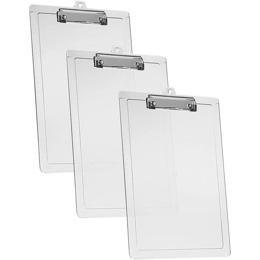 imageAcrimet 3 Pack Clipboard Letter Size A4 13 38 x 9 716 Low Profile Clip ampamp Side Rulers Durable Plastic for Office School Home Use  Clear Crystal Color