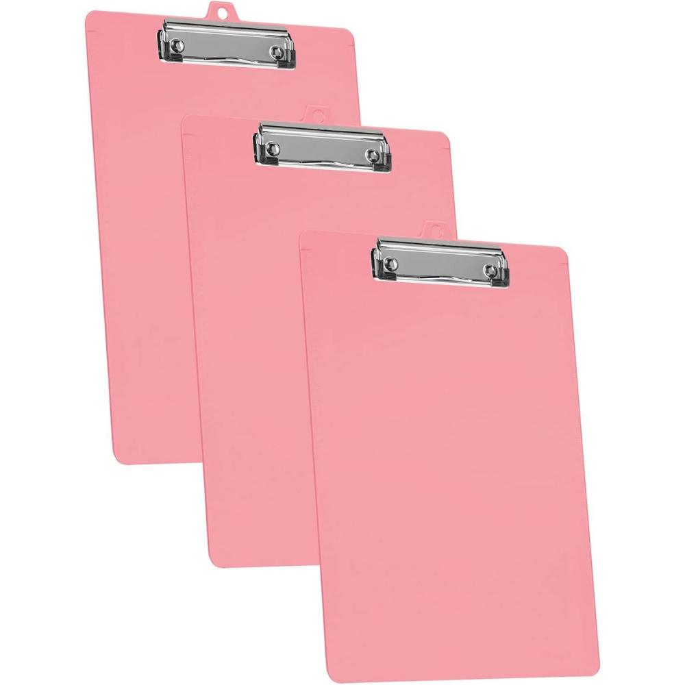 imageAcrimet 3 Pack Clipboard Letter Size A4 13 38 x 9 716 Low Profile Clip ampamp Side Rulers Durable Plastic for Office School Home Use  Solid Pink Color