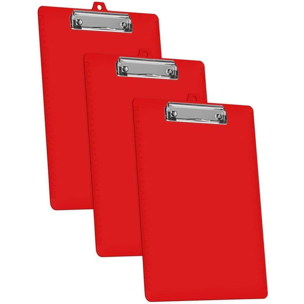 imageAcrimet 3 Pack Clipboard Letter Size A4 13 38 x 9 716 Low Profile Clip ampamp Side Rulers Durable Plastic for Office School Home Use  Solid Red Color