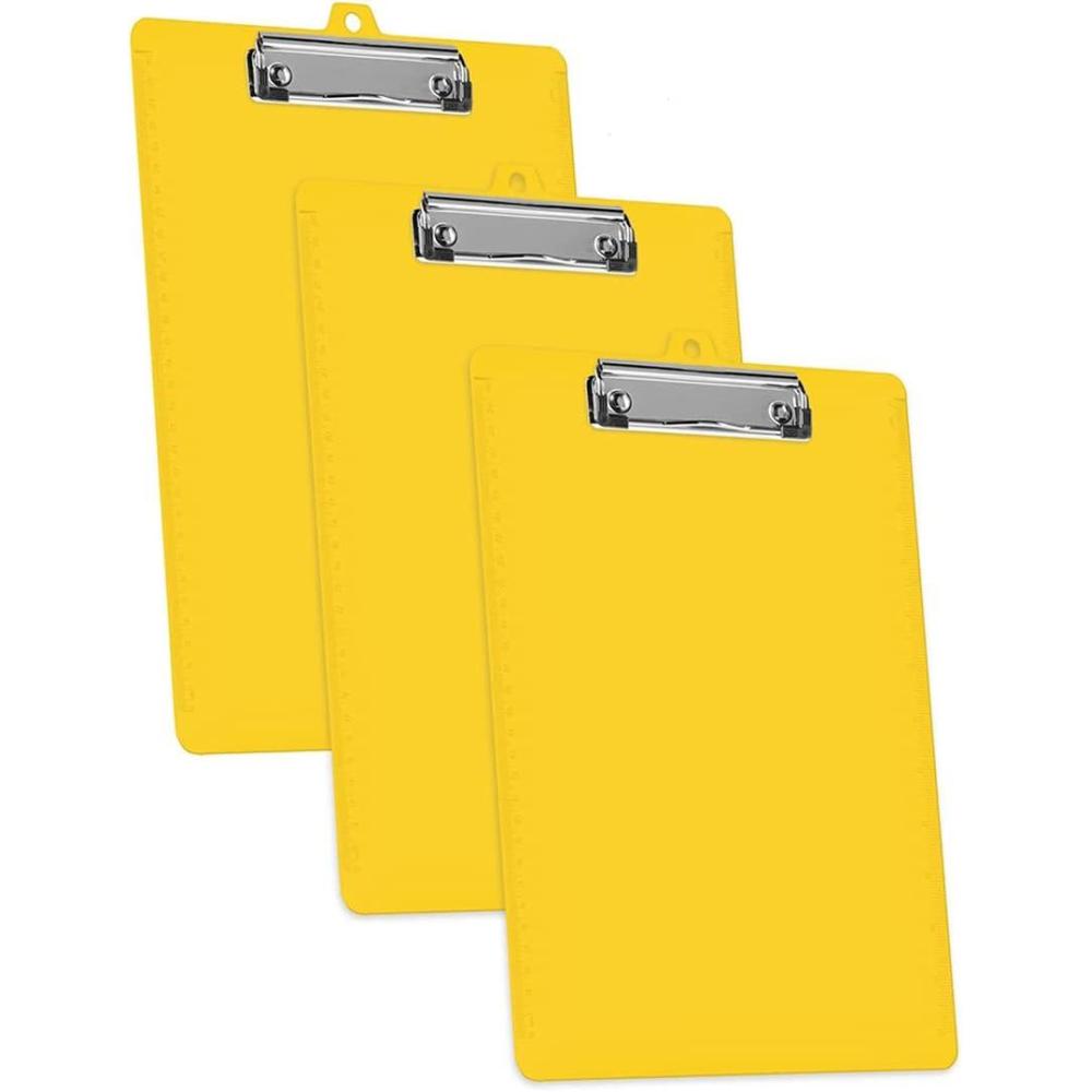 imageAcrimet 3 Pack Clipboard Letter Size A4 13 38 x 9 716 Low Profile Clip ampamp Side Rulers Durable Plastic for Office School Home Use  Solid Yellow Color