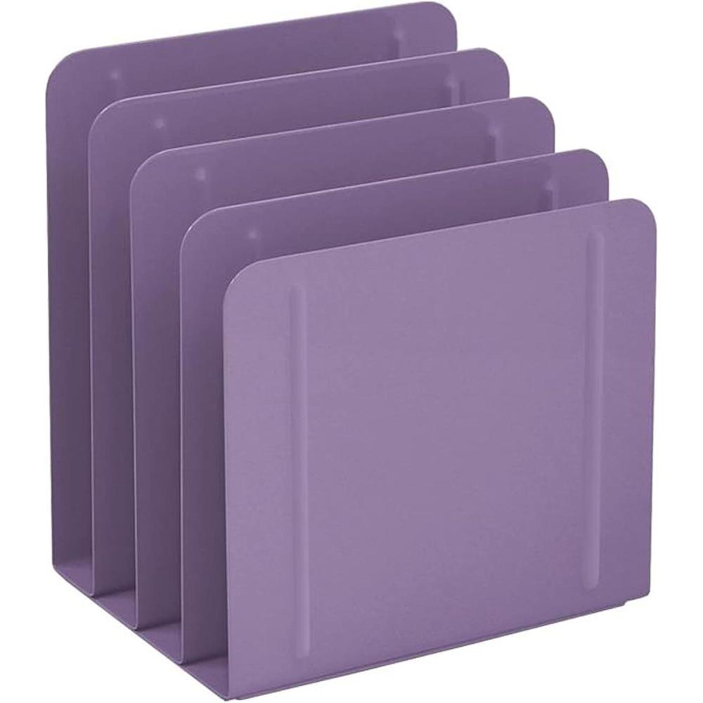 imageAcrimet 4 Section Vertical Metal File Sorter Desktop File Organizer Compact and Efficient Solution for Papers ampamp Folders  Purple Color
