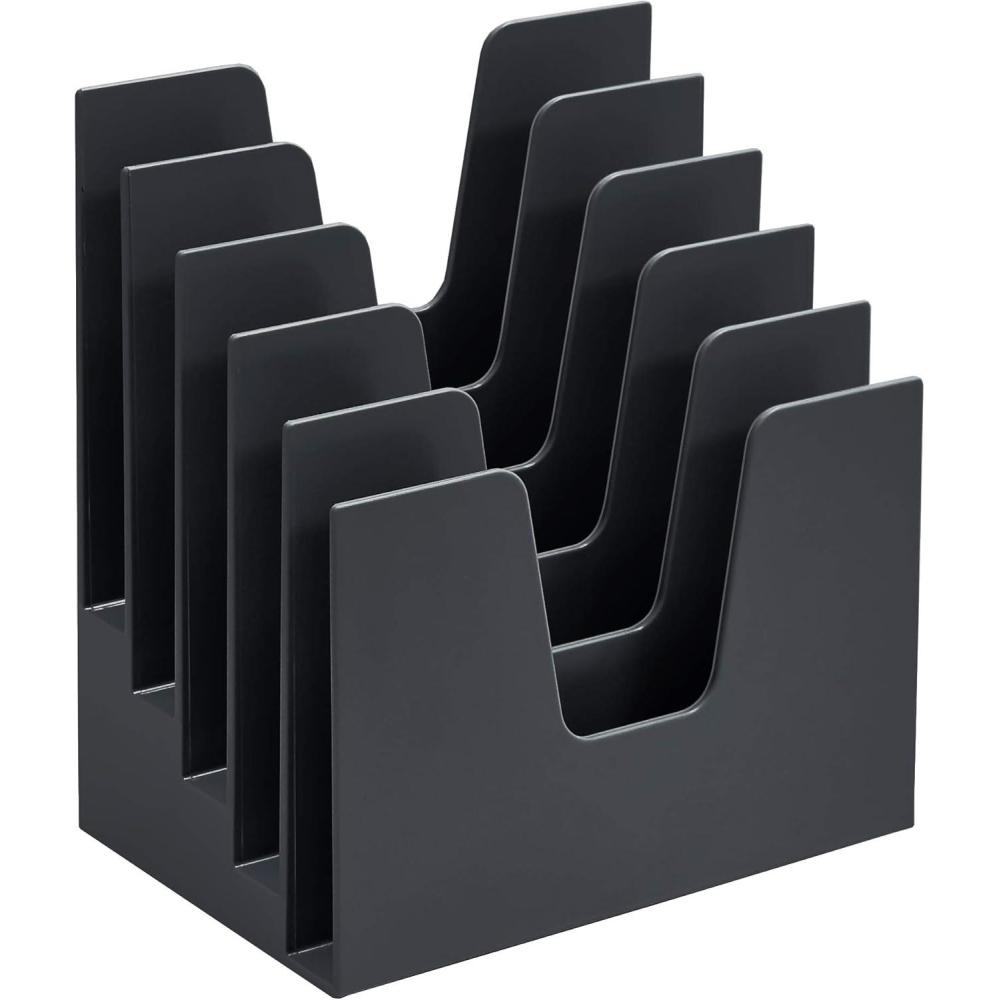imageAcrimet 5 Section Incline File Sorter Organizer Mail Folder Letter Desk Organizer Rack for Office Organization Desktop Plastic Black Color
