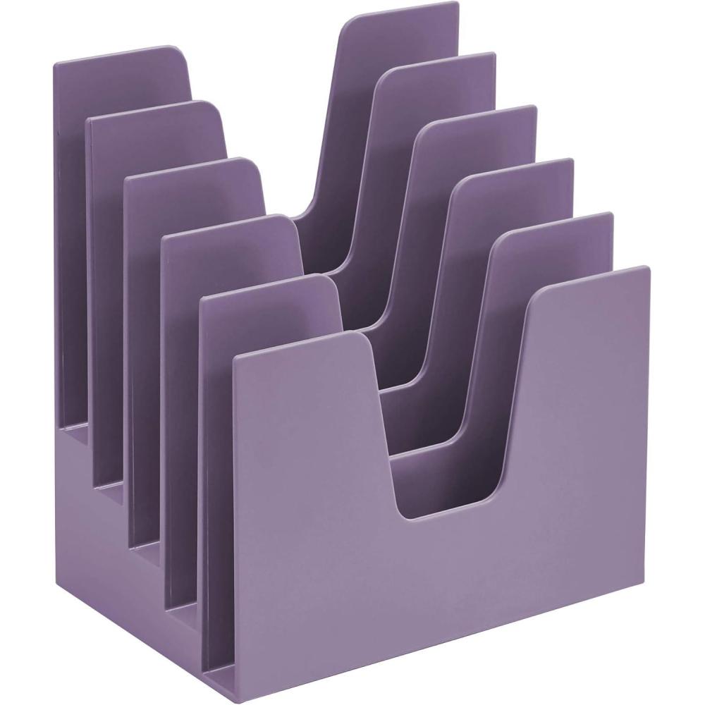 imageAcrimet 5 Section Incline File Sorter Organizer Mail Folder Letter Desk Organizer Rack for Office Organization Desktop Plastic Solid Purple Color
