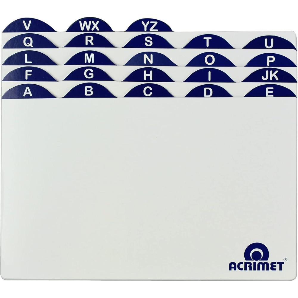 imageAcrimet AZ Index Card Guides for 5 X 8 Card Holder White Cards with Blue Tabs