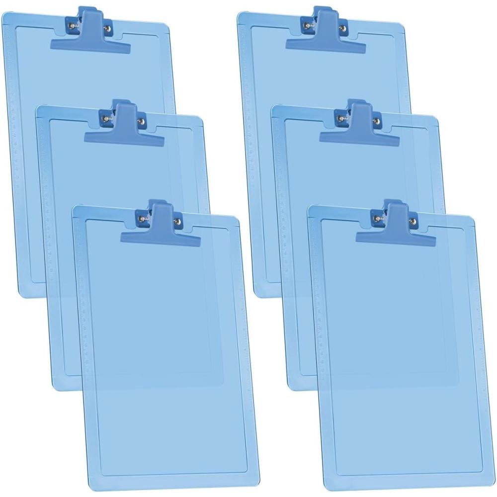 imageAcrimet Clipboard Letter Size A4 13 38 x 9 716 Premium Metal Clip with Side Rulers Plastic Blue Color 6 Pack