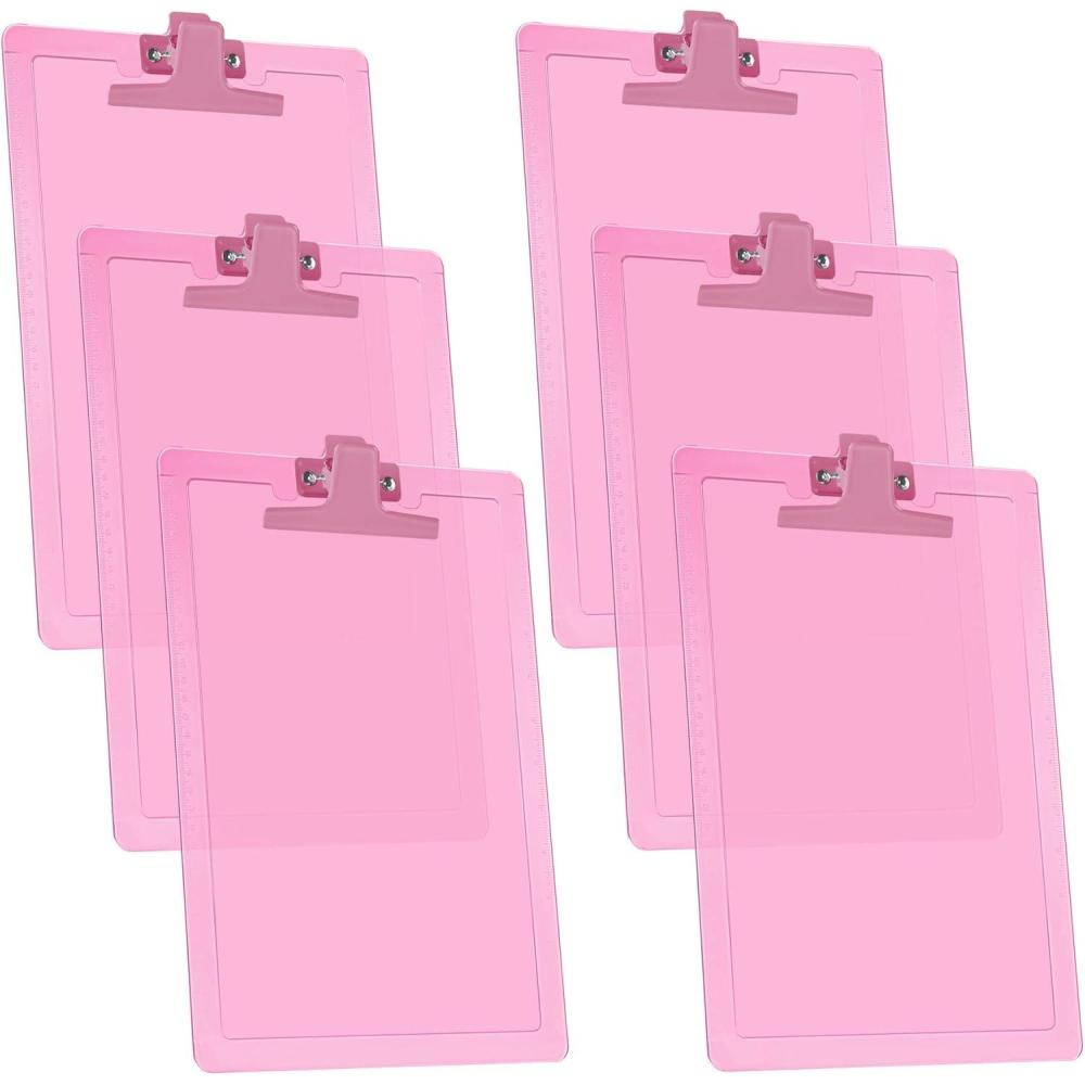 imageAcrimet Clipboard Letter Size A4 13 38 x 9 716 Premium Metal Clip with Side Rulers Plastic Pink Color 6 Pack