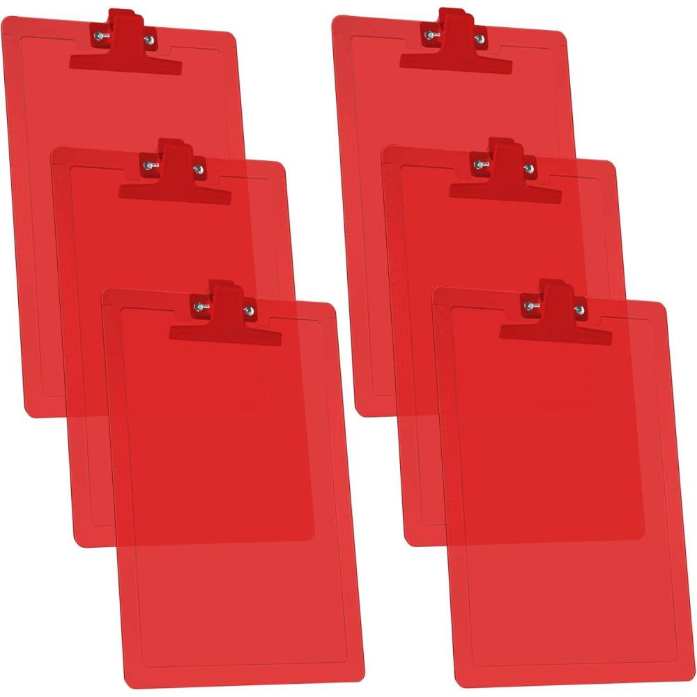 imageAcrimet Clipboard Letter Size A4 13 38 x 9 716 Premium Metal Clip with Side Rulers Plastic Red Color 6 Pack