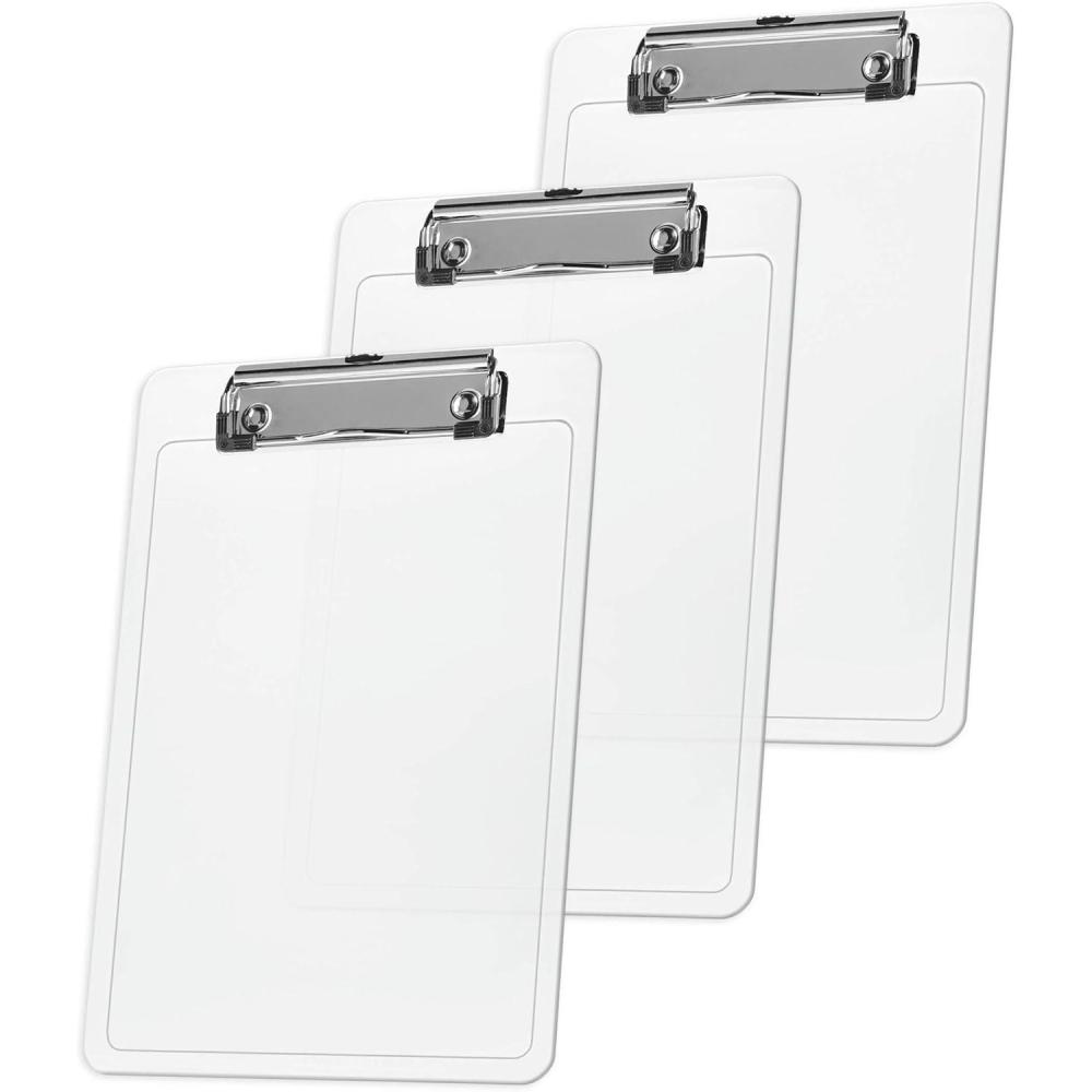 imageAcrimet Clipboard Memo Size A5 9 14 x 6 516 Low Profile Clip Plastic Clear Crystal Color 3 Pack