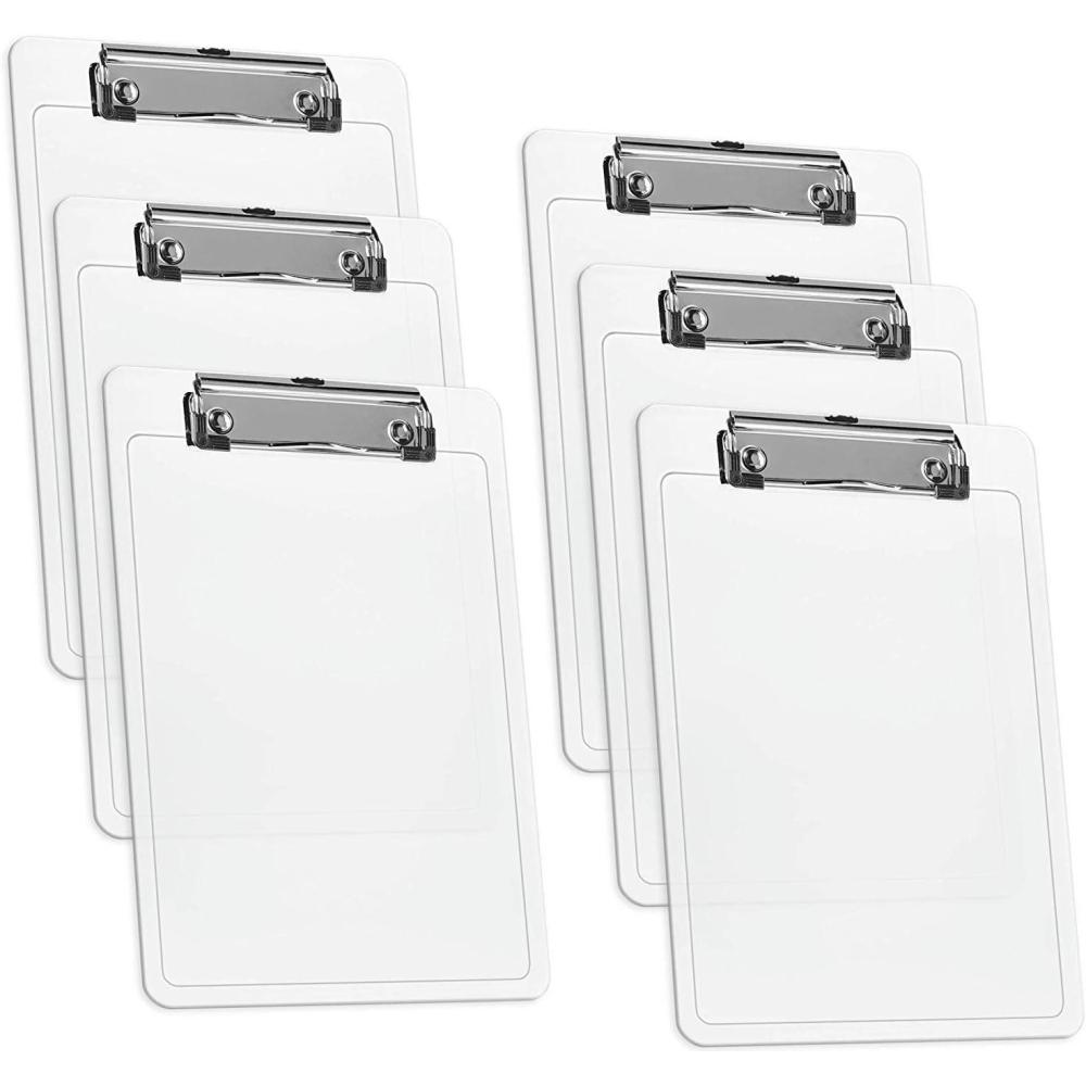 imageAcrimet Clipboard Memo Size A5 9 14 x 6 516 Low Profile Clip Plastic Clear Crystal Color 6 Pack