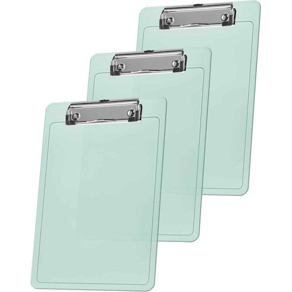 imageAcrimet Clipboard Memo Size A5 9 14 x 6 516 Low Profile Clip Plastic Clear Green Color 3 Pack