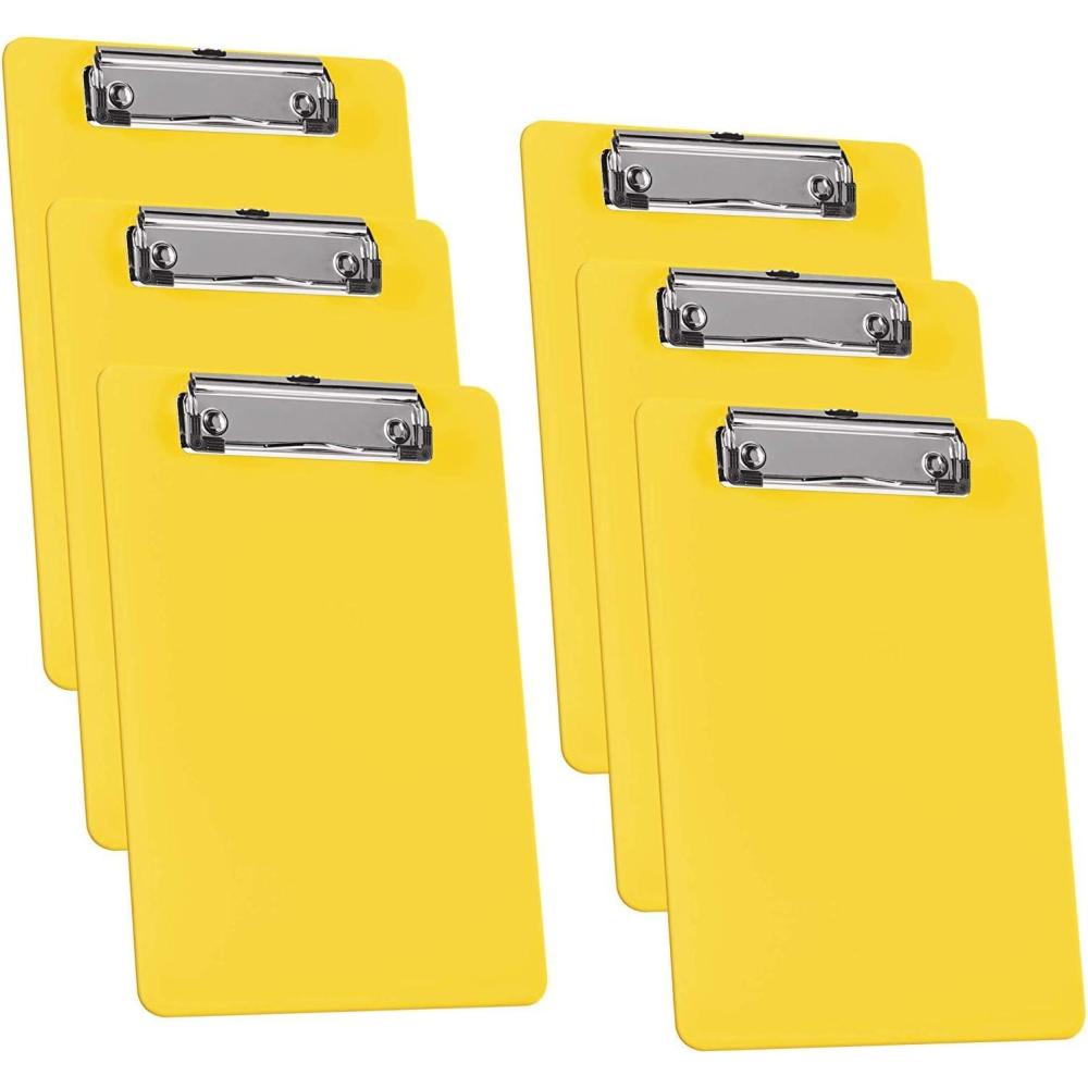 imageAcrimet Clipboard Memo Size A5 9 14 x 6 516 Low Profile Clip Plastic Yellow Color 6 Pack