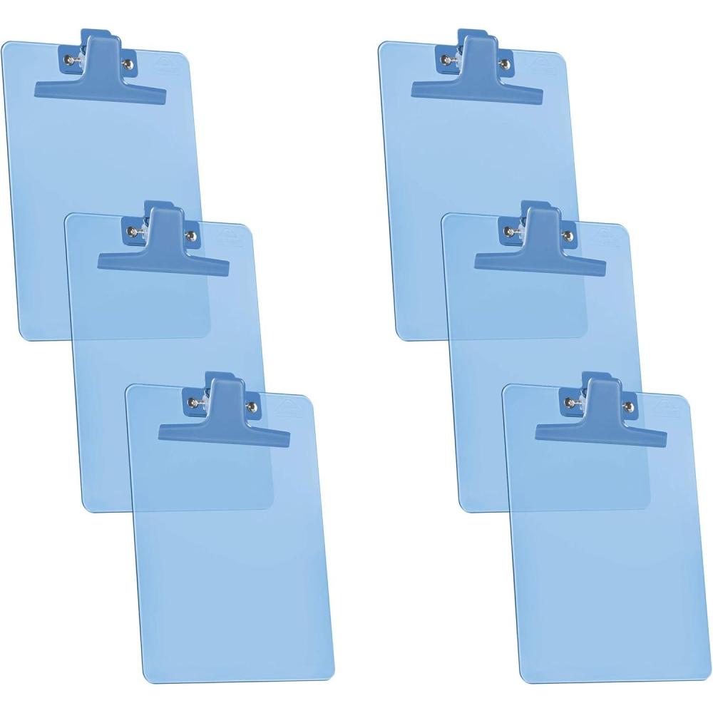 imageAcrimet Clipboard Memo Size A5 9 14quot x 6 13quot Premium Metal Clip Plastic Blue Color 6 Pack