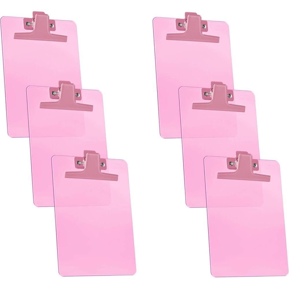 imageAcrimet Clipboard Memo Size A5 9 14quot x 6 13quot Premium Metal Clip Plastic Pink Color 6 Pack