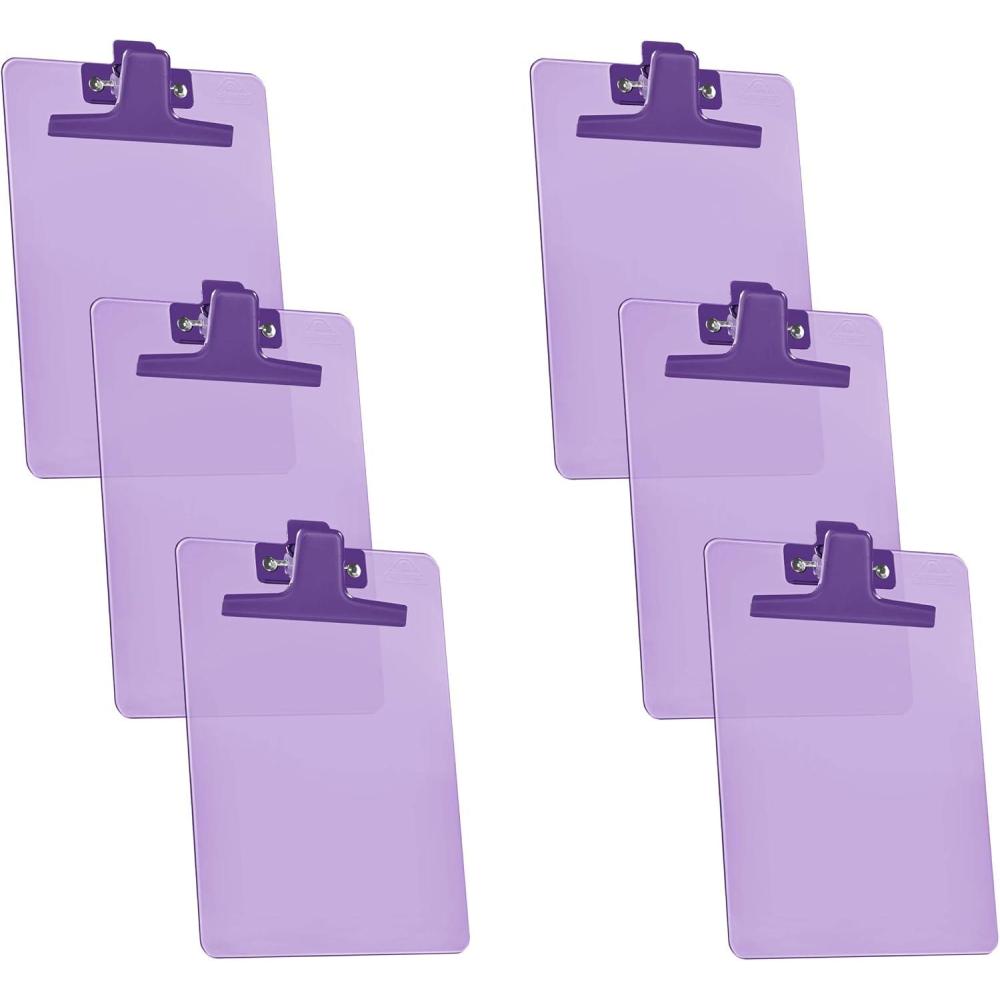 imageAcrimet Clipboard Memo Size A5 9 14quot x 6 13quot Premium Metal Clip Plastic Purple Color 6 Pack