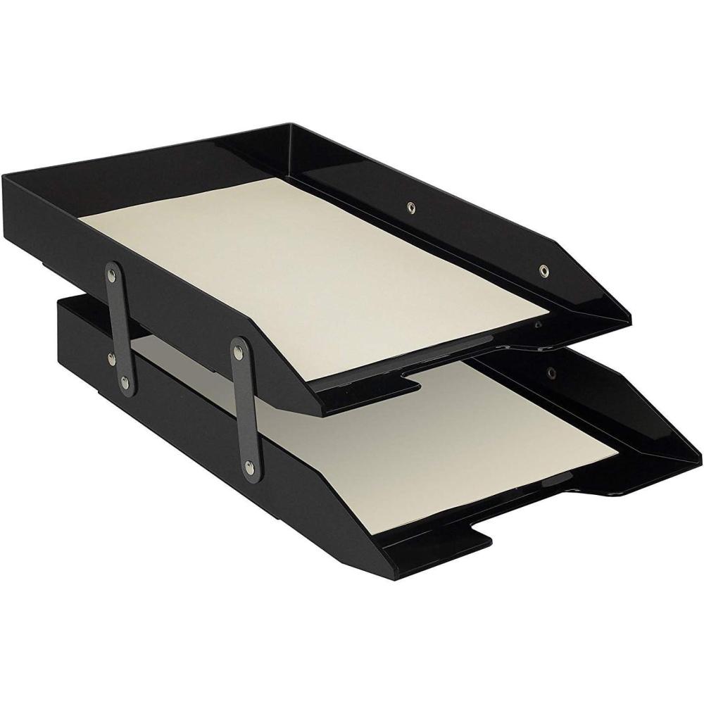 imageAcrimet Collapsible Articulated Letter Tray 3 Tier Plastic Desktop File Organizer Clear Blue ColorBlack Color
