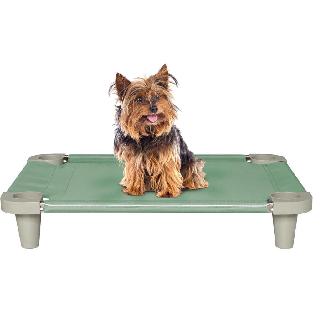 imageAcrimet Cooling Elevated Pet Dog Bed Cot for Small Dogs Washable and Breathable Mesh Fabric Stainless Steel Frame Indoor ampamp Outdoor Use Size 26x 20 Green Color 1 Unit