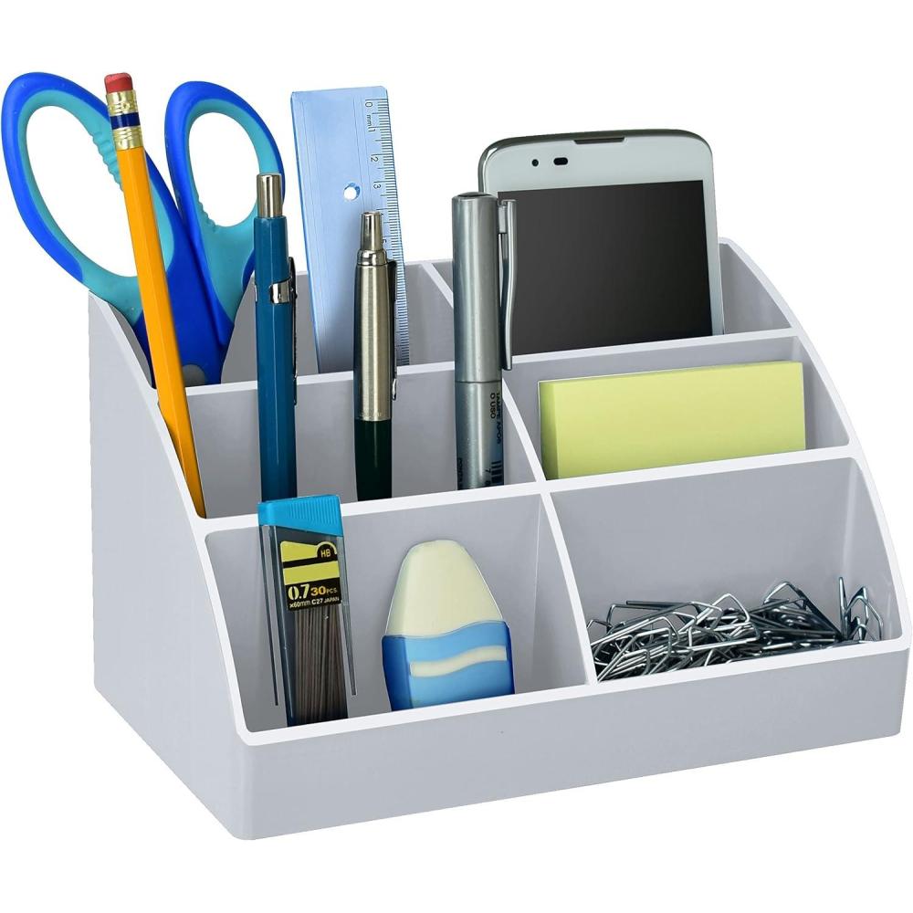 imageAcrimet Desktop Organizer  Easy Organizer Caddy Holder for Office Home and School use Plastic White Color