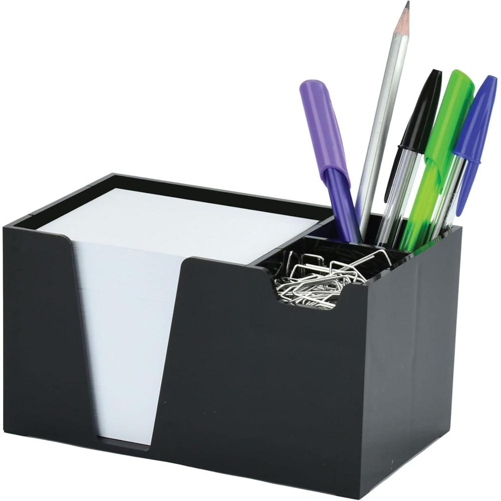 imageAcrimet Desktop Organizer Pencil Pen Paper Clip Caddy Holder Plastic White Paper Included Black Color