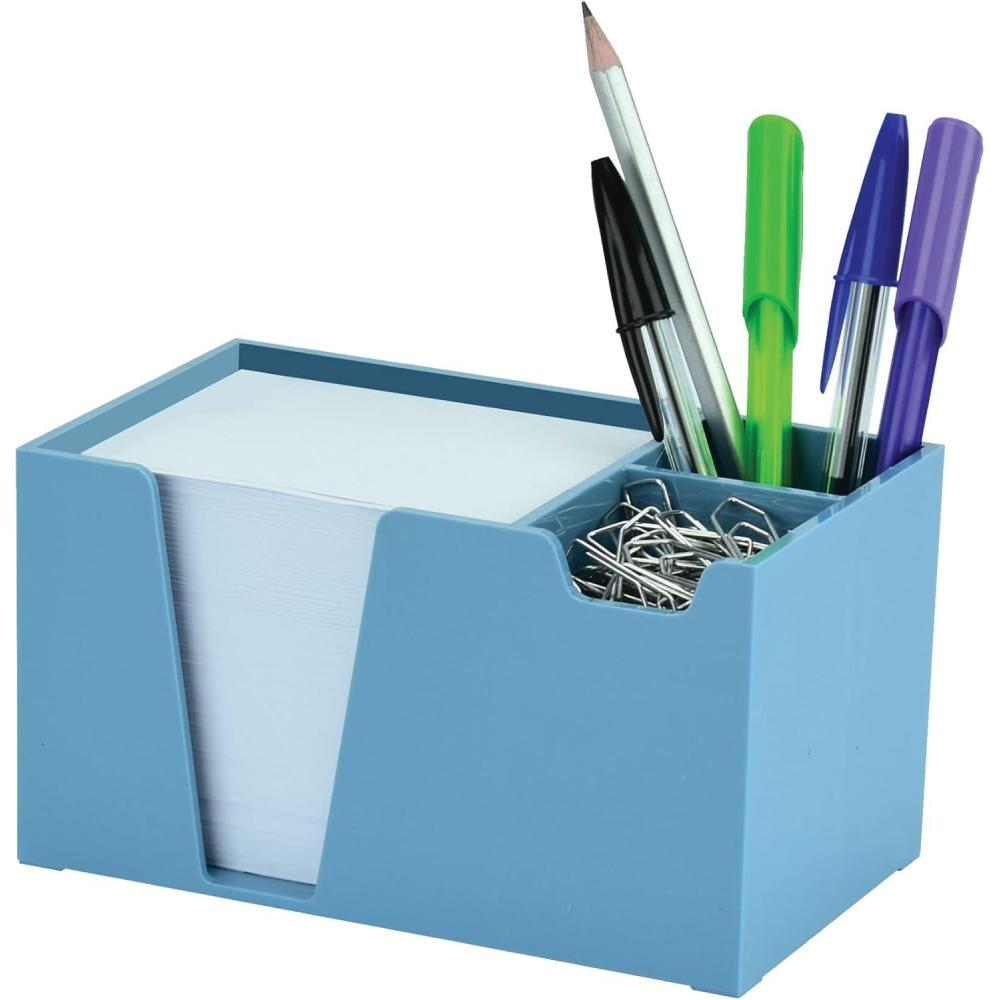 imageAcrimet Desktop Organizer Pencil Pen Paper Clip Caddy Holder Plastic White Paper Included Solid Blue Color