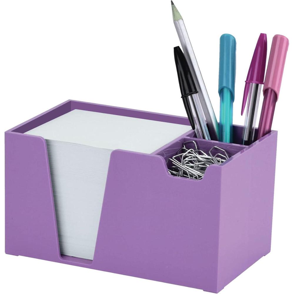 imageAcrimet Desktop Organizer Pencil Pen Paper Clip Caddy Holder Plastic White Paper Included Solid Purple Color